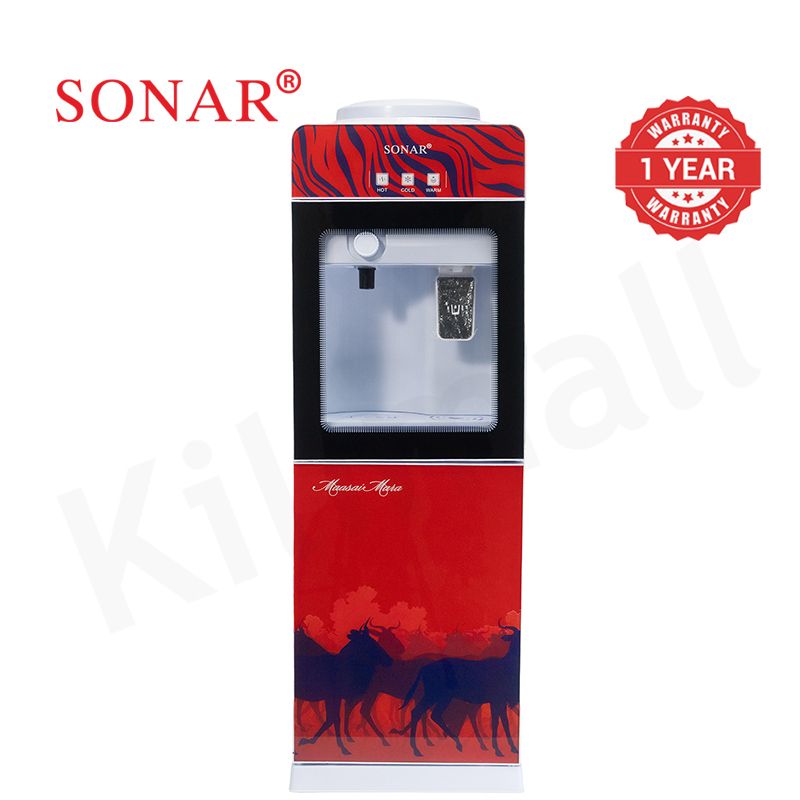 【Exclusive Offer】Sonar Top Loading Hot&Cold&Warm Water Dispenser Freestanding Water Cooler with Push & Knobs Cup Taps Glass Body Design Water Machine Perfect for Home and Office SR-G5C (New Version)