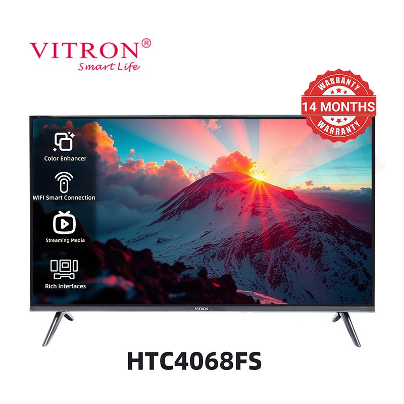 Vitron 40 Inch Smart TV HTC4068S Android 11 Smart LED HD Television Youtube Netflix AC Input USB HDMI Multifunctional Frameless TV DVB-T2 1G+8G
