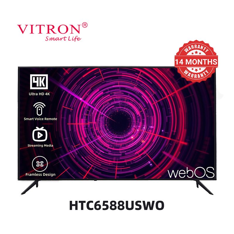 Vitron 65 Inch Smart TV 4K UHD TV HTC6588USWO WebOS LED TV Bluetooth Frameless Television 2G+8G