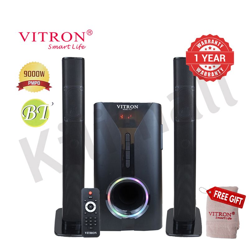 Vitron 9000W Bluetooth Soundbar 2.1CH Multimedia Woofer Speaker System V527 Subwoofer BT/USB/SD/FM Subwoofer Home Audilo System Soundbar with Remote Control