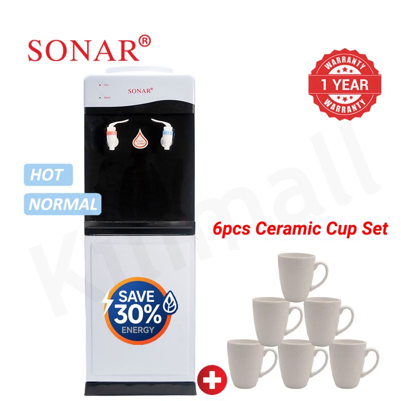 【Exclusive Offer】Sonar Genuine Top Loading Hot and Warm Standing Water Dispenser with Storage Cabinet for Business Office Home Energy Saving Water Dispenser 1 Year Warranty JY-001 28*28*84 cm