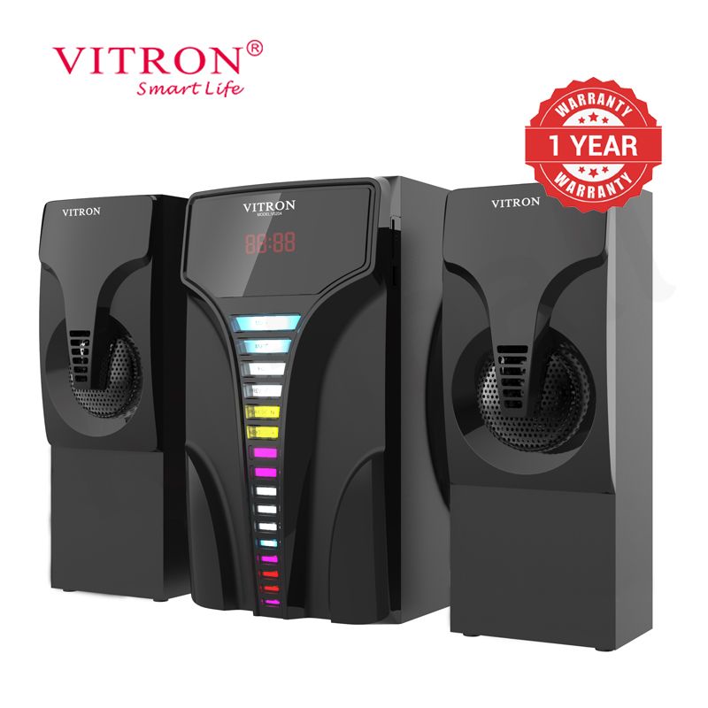 Vitron 2.1 CH X-Bass Multimedia Speaker System 12000W PMPO Subwoofer AC/DC Home Theatre System with Remote Control Bluetooth Woofer BT/USB/FM V5204
