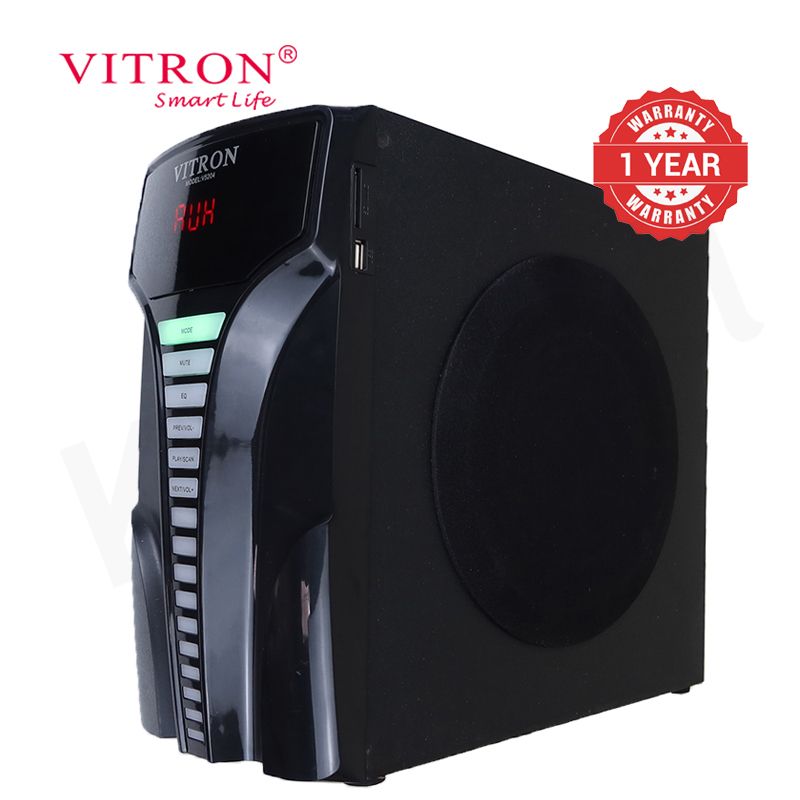 Vitron 2.1 CH X-Bass Multimedia Speaker System 12000W PMPO Subwoofer AC/DC Home Theatre System with Remote Control Bluetooth Woofer BT/USB/FM V5204
