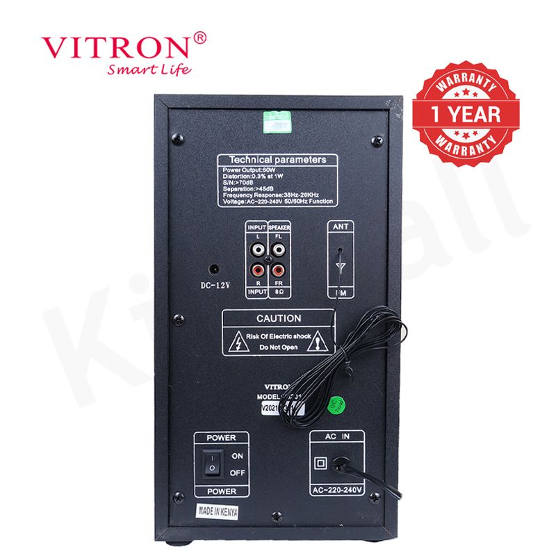 Vitron 2.1CH X-Bass Multimedia AC/DC Subwoofer Home Theater System with Remote Control Speaker System BT/USB/MP3 Bluetooth Woofer Home Audio System 10000W PMPO V5201