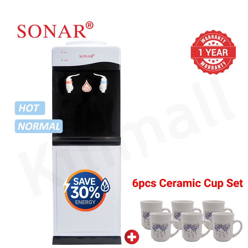 【Exclusive Offer】Sonar Genuine Top Loading Hot and Warm Standing Water Dispenser with Storage Cabinet for Business Office Home Energy Saving Water Dispenser 1 Year Warranty JY-001 28*28*84 cm