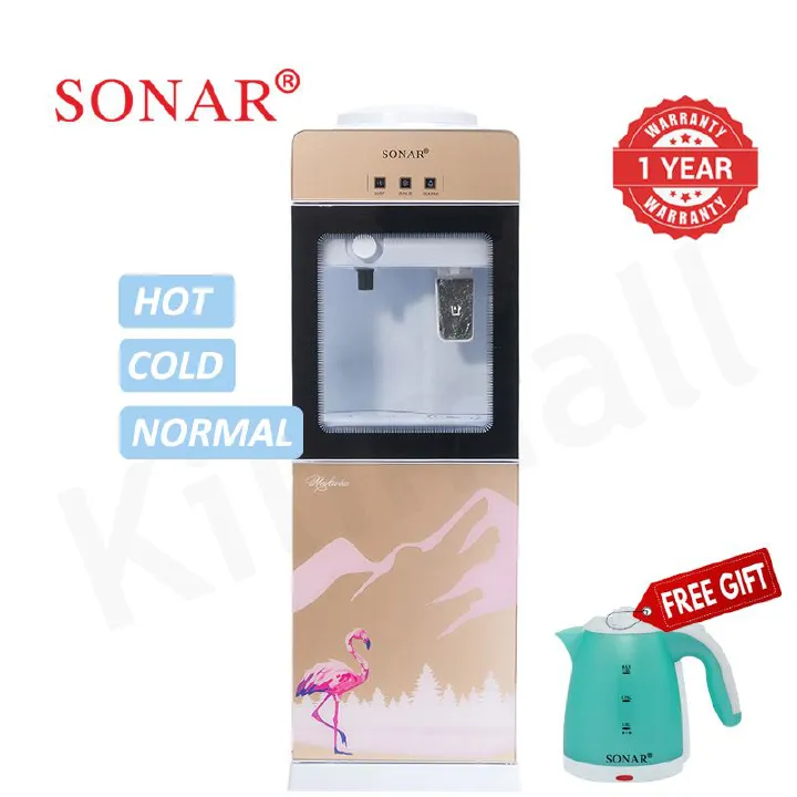 【Exclusive Offer】Sonar Top Loading Hot&Cold&Warm Water Dispenser Freestanding Water Cooler with Push & Knobs Cup Taps Glass Body Design Water Machine Perfect for Home and Office SR-G5C (New Version)