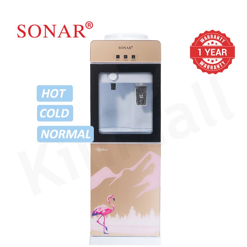 【Exclusive Offer】Sonar Top Loading Hot&Cold&Warm Water Dispenser Freestanding Water Cooler with Push & Knobs Cup Taps Glass Body Design Water Machine Perfect for Home and Office SR-G5C (New Version)