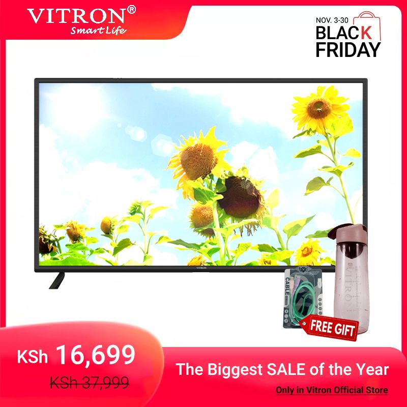 Vitron 43 inch QLED Smart TV HTC4300QFS Android Bluetooth Television Full HD Frameless TV with Netflix Youtube Television 1G+8G