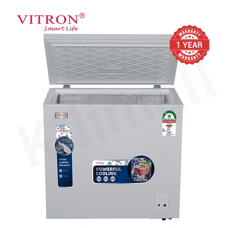 Vitron 198L Chest Freezer Single Flip-Up Lid Defrost Drain Freezer VDF198SW/VDF198SG Energy Saving Freezer Refrigerator Fast Cooling