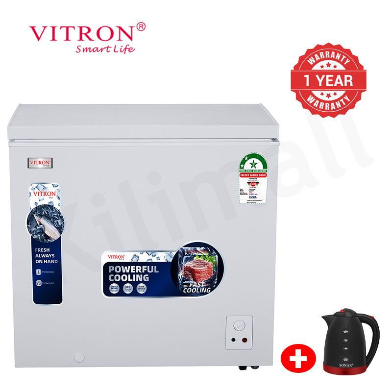 Vitron 198L Chest Freezer Single Flip-Up Lid Defrost Drain Freezer VDF198SW/VDF198SG Energy Saving Freezer Refrigerator Fast Cooling