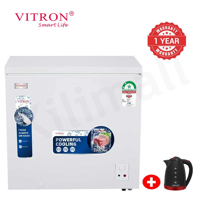 Vitron 198L Chest Freezer Single Flip-Up Lid Defrost Drain Freezer VDF198SW/VDF198SG Energy Saving Freezer Refrigerator Fast Cooling
