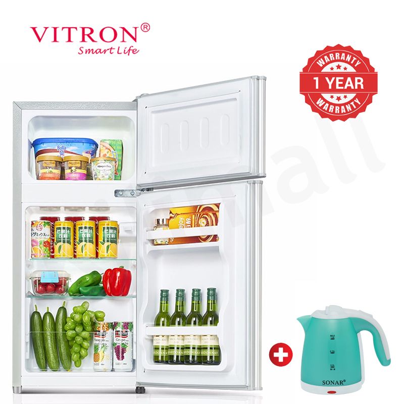 Vitron 125L Double Doors Refrigerator VDR128DS Enerygy Saving Fridge and Freezer with 2L Bottle Rack