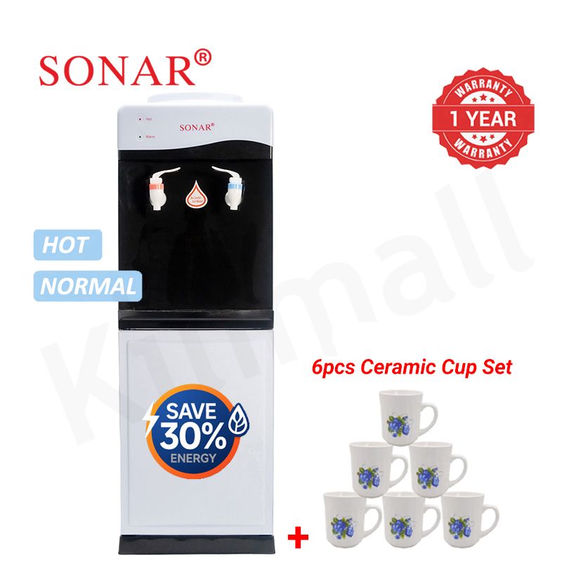 Sonar Genuine Top Loading Hot and Normal Standing Water Dispenser with Storage Cabinet Energy Saving Hot and Warm Water Dispenser 1 Year Warranty JY-001 28*28*84 cm