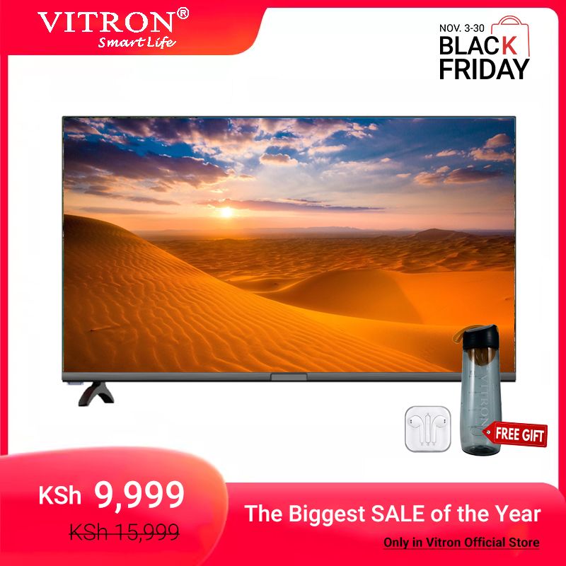 Vitron 32 Inch QLED TV Frameless Smart TV HD Netflix Bluetooth TV HTC3288QS Youtube Television DVB-T2 Android 11 AC Energy Saving Television 1G+8G