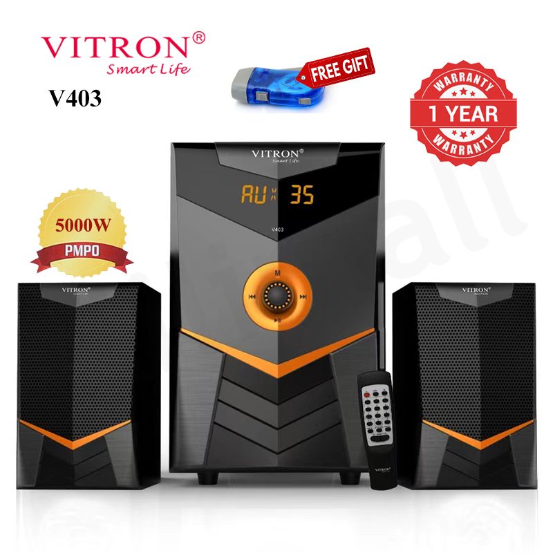 Vitron 2.1CH Multimedia Bluetooth Woofer Home Audio System Speaker System AC/DC Subwoofer 5000W with Remote Control V403