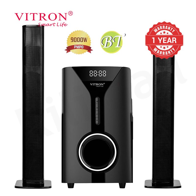 Vitron 9000W Bluetooth Soundbar 2.1CH Multimedia Woofer Speaker System V527 Subwoofer BT/USB/SD/FM Subwoofer Home Audilo System Soundbar with Remote Control