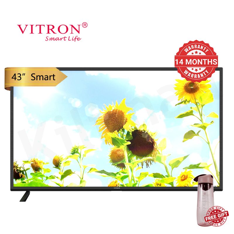 Vitron 43 inch QLED Smart TV HTC4300QFS Android Bluetooth Television Full HD Frameless TV with Netflix Youtube Television 1G+8G