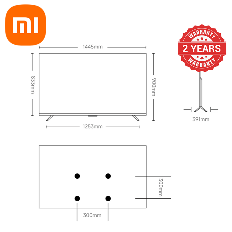 Xiaomi 65 Inch Smart TV Google TV Bluetooth Frameless 4K HDR10 120Hz MEMC Dolby DTSX Low Blue DC Dimming Metallic L65MB-AME 2G+8G Youtube Netflix Television 2 Years Warranty