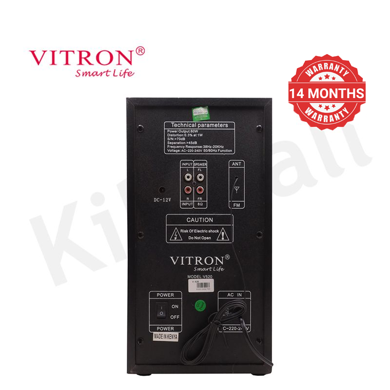 Vitron 2.1CH Speaker System Multifunctional Woofer V520 Subwoofer with USB SD FM Bluetooth LED Display Remote Control AC/DC 8000W