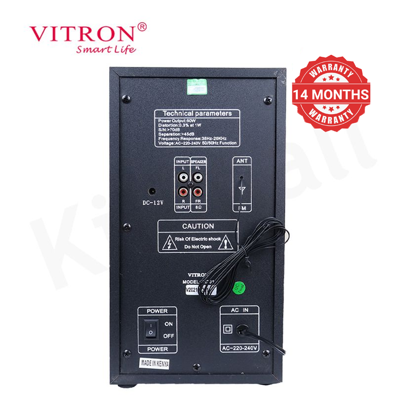 Vitron 2.1CH X-Bass Multimedia AC/DC Subwoofer Home Theater System with Remote Control Speaker System BT/USB/MP3 Bluetooth Woofer Home Audio System 10000W PMPO V5201