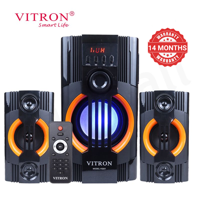 Vitron 2.1CH X-Bass Multimedia AC/DC Subwoofer Home Theater System with Remote Control Speaker System BT/USB/MP3 Bluetooth Woofer Home Audio System 10000W PMPO V5201