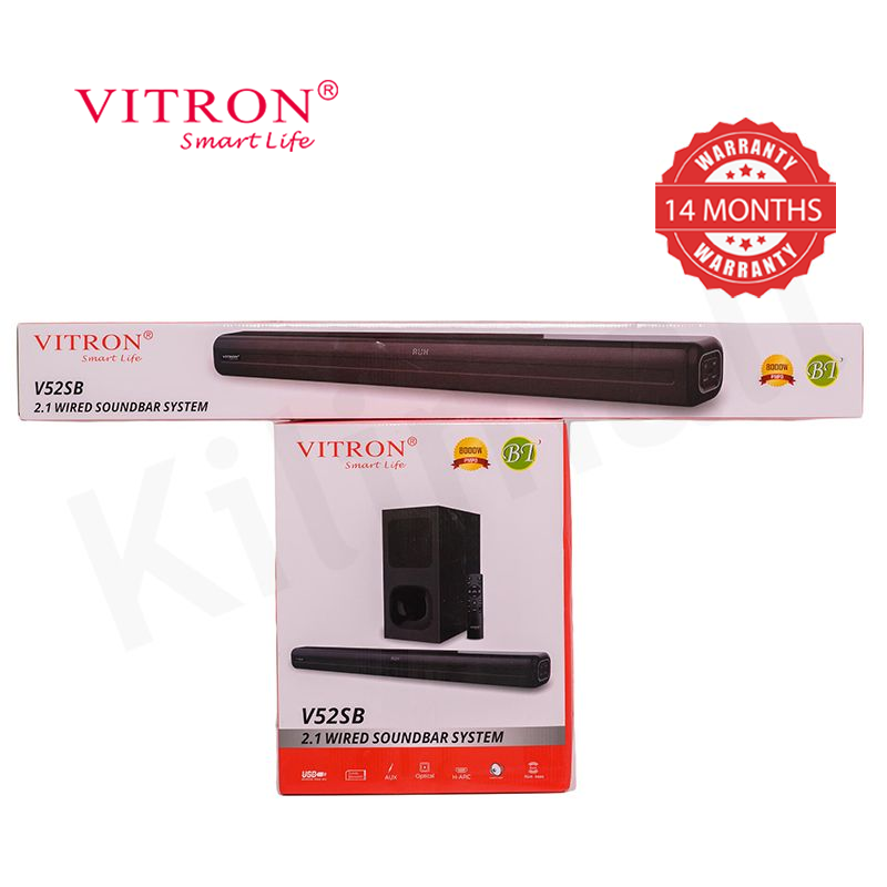 Vitron 2.1CH V52SB Wired Soundbar System with AUX USB Bluetooth Speaker System Home Audio Rich Bass 8000W