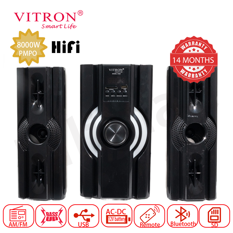 Vitron 2.1CH Speaker System Multifunctional Woofer V520 Subwoofer with USB SD FM Bluetooth LED Display Remote Control AC/DC 8000W