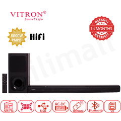 Vitron 2.1CH 8000W Sound Bar Woofer Speaker System Wired Soundbar System with AUX USB Bluetooth Home Audio Rich Bass V52SB