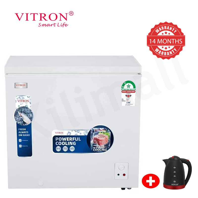 Vitron 198L Chest Freezer Single Flip-Up Lid Defrost Drain Freezer VDF198SW/VDF198SG Energy Saving Freezer Refrigerator Fast Cooling