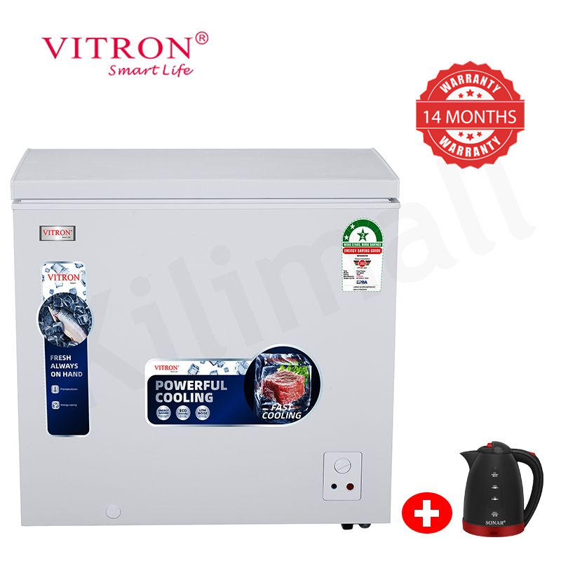 Vitron 198L Chest Freezer Single Flip-Up Lid Defrost Drain Freezer VDF198SW/VDF198SG Energy Saving Freezer Refrigerator Fast Cooling
