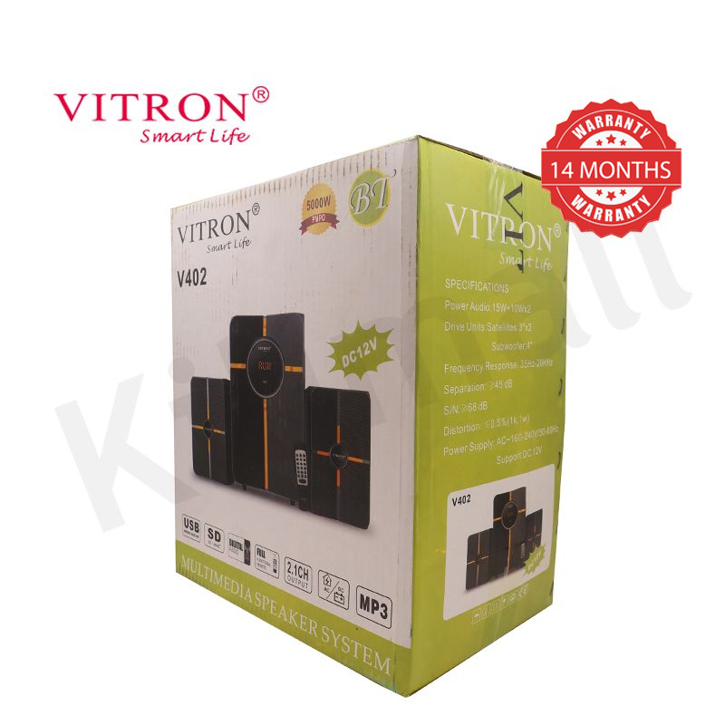 Vitron 2.1CH Multimedia Bluetooth Woofer Home Audio System Speaker System AC/DC Subwoofer 5000W with Remote Control V402