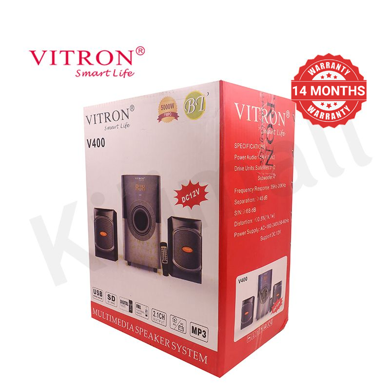 Vitron 2.1CH Multimedia Bluetooth Woofer Home Audio System Speaker System AC/DC Subwoofer 5000W with Remote Control V400