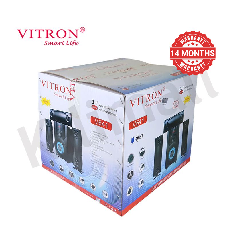 Vitron 3.1CH V641 X-Bass Home Theatre System with Remote Control BT Speaker System AC/DC Subwoofer Home Audilo System USB SD MP3 FM Radio 10000W