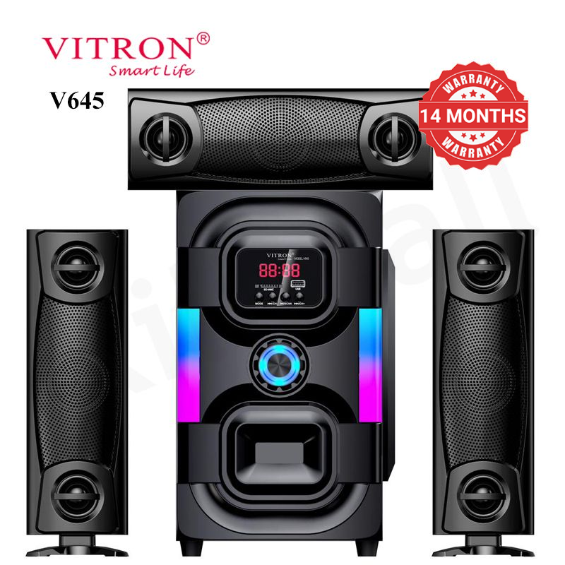 Vitron 3.1CH V645 X-Bass Home Theatre System AC/DC Bluetooth Woofer Speaker System Subwoofer Home Audilo System USB SD MP3 FM Radio 10000W