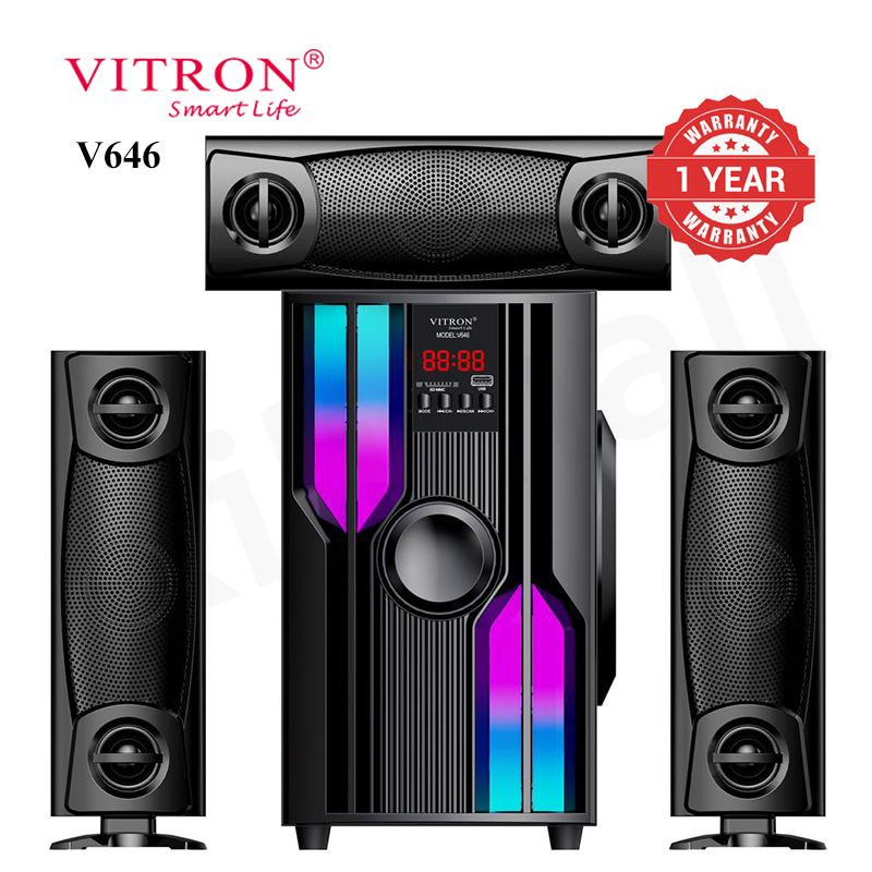 Vitron 3.1CH V646 X-Bass Home Theatre System AC/DC Bluetooth Woofer Speaker System Subwoofer Home Audilo System USB SD MP3 FM Radio 10000W