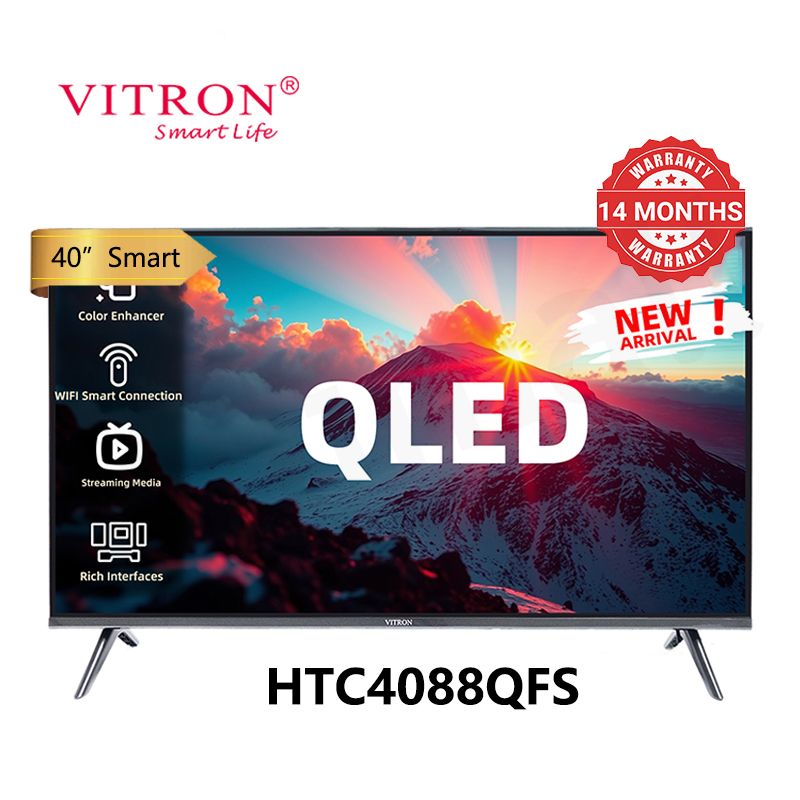 Vitron 40 Inch QLED Smart TV HD Android TV Youtube Netflix TV with Bluetooth USB DVB T2 HDMI WIFI HTC4088QFS