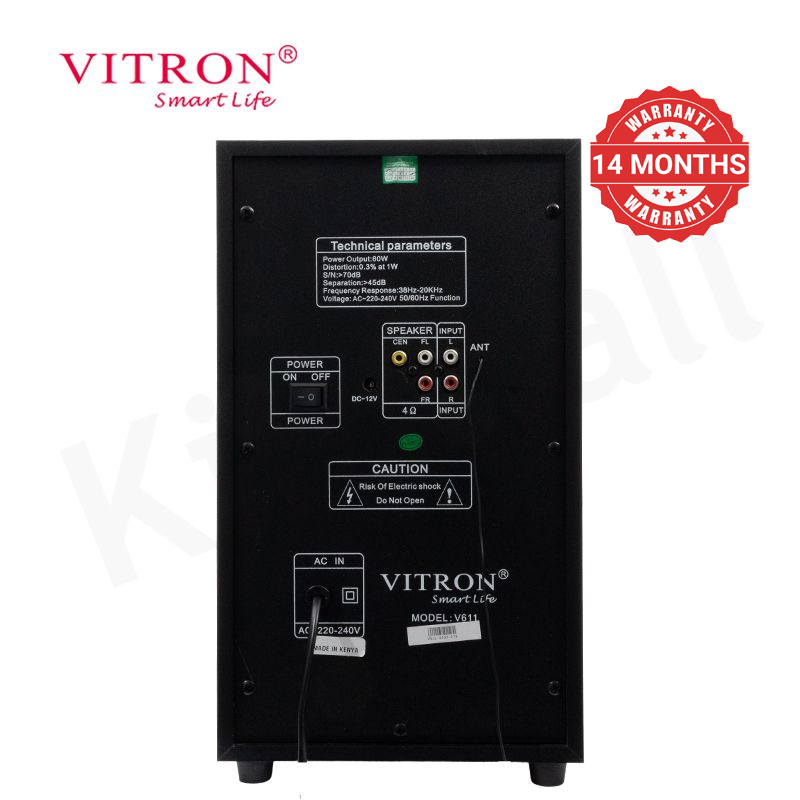 Vitron 3.1CH X-Bass Home Theatre System AC/DC Bluetooth Woofer Speaker System Subwoofer Home Audio System USB SD MP3 FM Radio 10000W V611