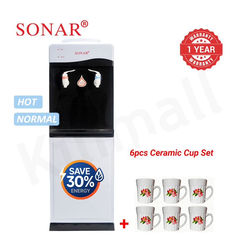 Sonar Genuine Top Loading Hot and Normal Standing Water Dispenser with Storage Cabinet Energy Saving Hot and Warm Water Dispenser 1 Year Warranty JY-001 28*28*84 cm