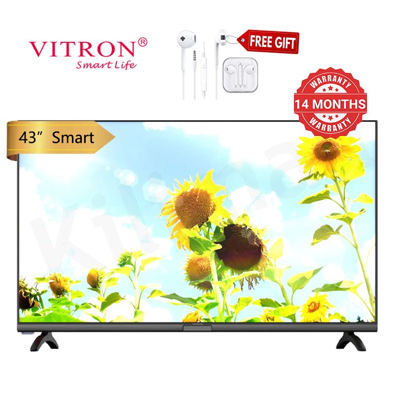 Vitron 43 inch QLED Smart TV HTC4300QFS Android Bluetooth Television Full HD Frameless TV with Netflix Youtube Television 1G+8G
