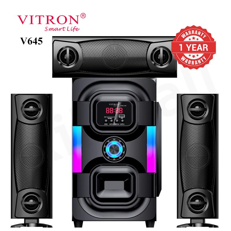 Vitron 3.1CH V645 X-Bass Home Theatre System AC/DC Bluetooth Woofer Speaker System Subwoofer Home Audilo System USB SD MP3 FM Radio 10000W