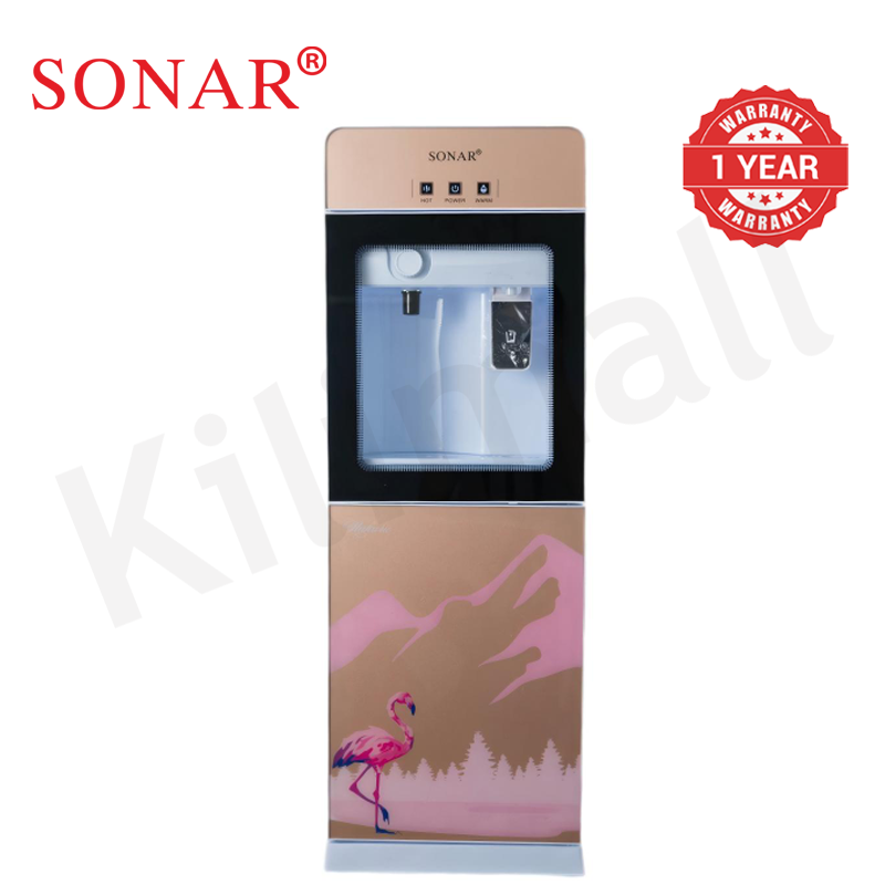Sonar Top Loading Hot and Normal Water Dispenser Freestanding Water with 3 Push Cup Taps Toughened Glass Body Design Water Machine Perfect for Home and Office SR-G5