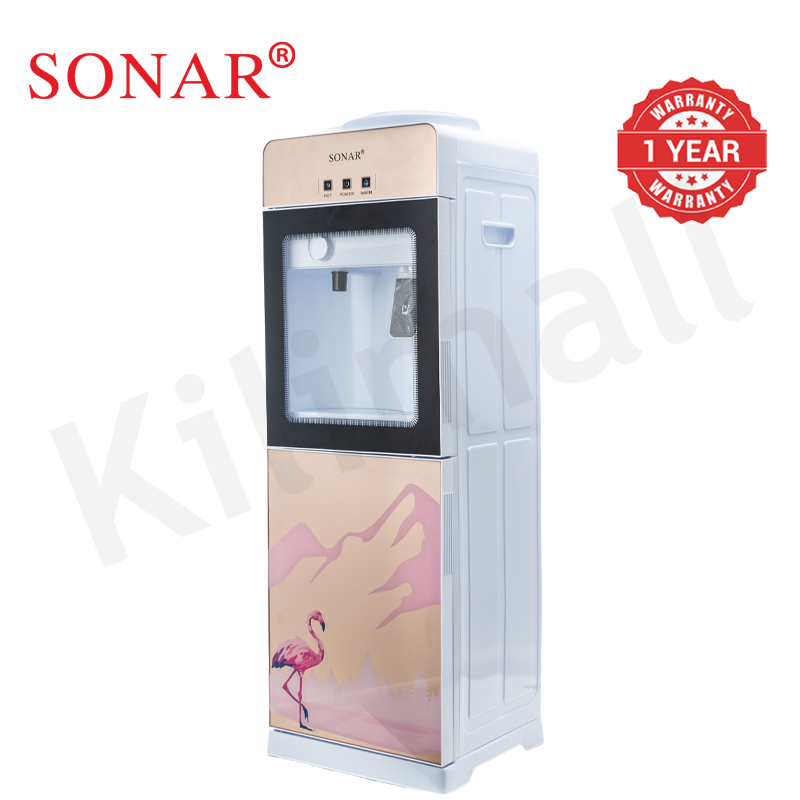 Sonar Top Loading Hot and Normal Water Dispenser Freestanding Water with 3 Push Cup Taps Toughened Glass Body Design Water Machine Perfect for Home and Office SR-G5