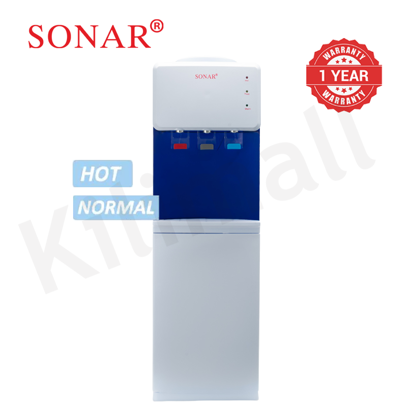 Sonar Top Loading Hot and Normal Water Dispenser Freestanding Water with 3 Push Cup Taps Multi-Size Bucket Adaptation Water Machine Perfect for Home and Office SR-L9