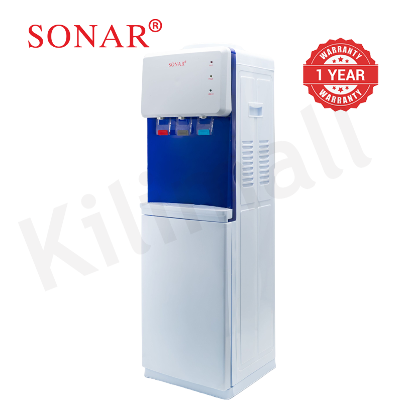 Sonar Top Loading Hot and Normal Water Dispenser Freestanding Water with 3 Push Cup Taps Multi-Size Bucket Adaptation Water Machine Perfect for Home and Office SR-L9