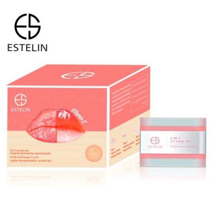 ESTELIN 3 IN 1 Vitamin C Sugar Lip Scrub Mask Balm Exfoliating Plumping Smoothening Hydrating Lips