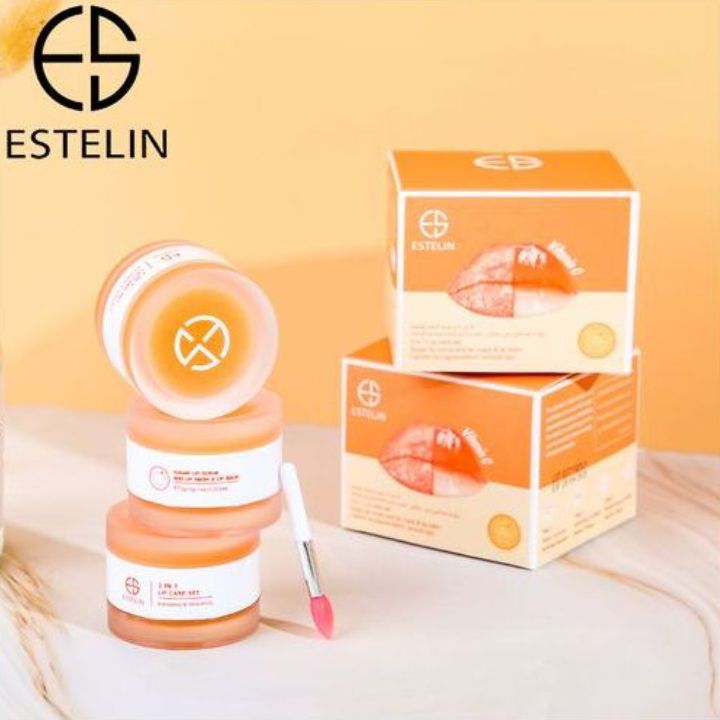 ESTELIN 3 IN 1 Vitamin C Sugar Lip Scrub Mask Balm Exfoliating Plumping Smoothening Hydrating Lips