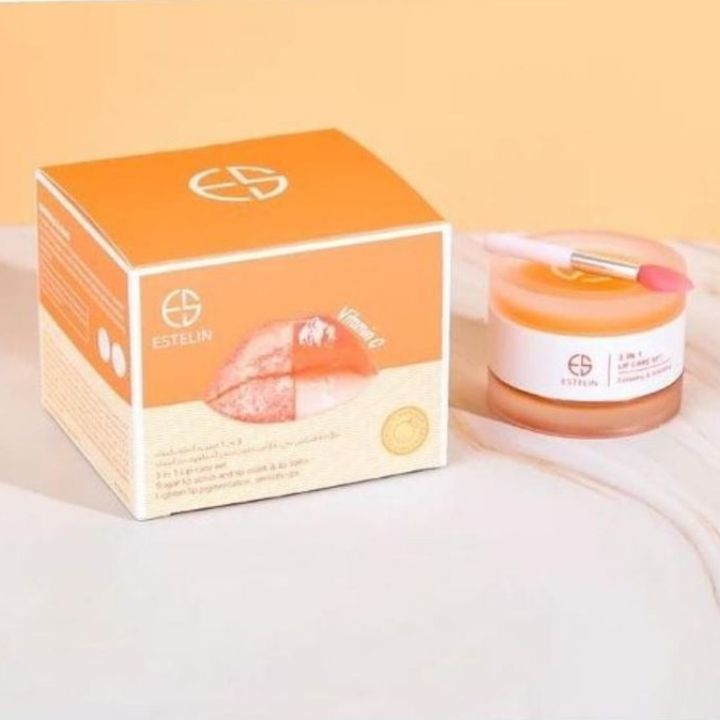 ESTELIN 3 IN 1 Vitamin C Sugar Lip Scrub Mask Balm Exfoliating Plumping Smoothening Hydrating Lips