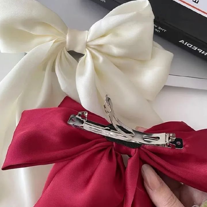 Hair Bows For Women Large Bow Hair Clip Soft Long Tails Metal Clips Bow Tie Hair Clip For Women Girls Accessories
