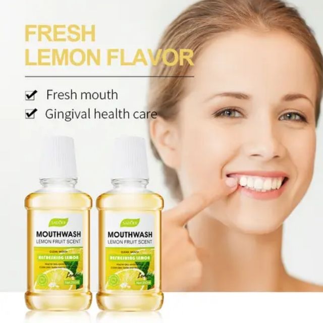 2Pcs Pack - Mouthwash + Mouth Spray - Sadoer Mouthwash Lemon fruit scent Mouth Wash and Disaar Probiotic Spray Fresh Breath Lemon Flavor Remove Oral Odor Bad Breath Mouth Portable Freshener