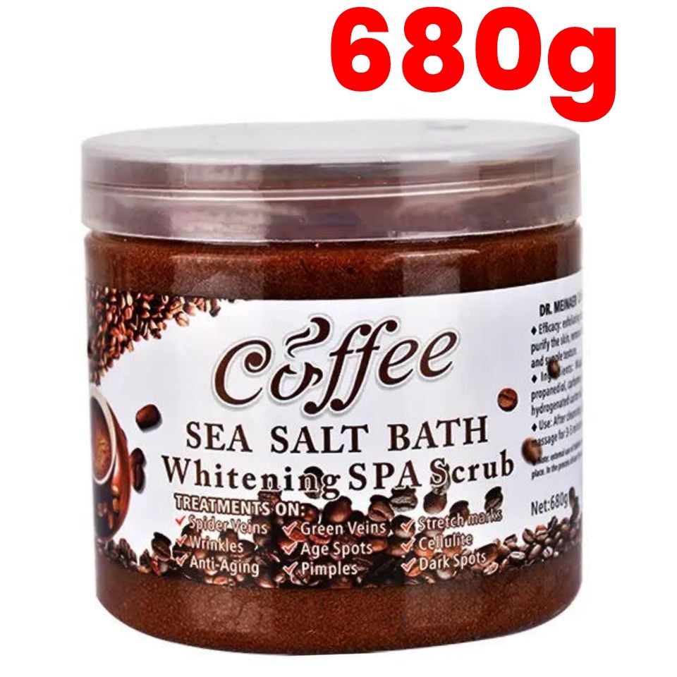 Coffee Sea Salt Bath 680g - Brightening & Whitening SPA Scrub Exfoliating Face Body Dead Skin - Dr Meinaier